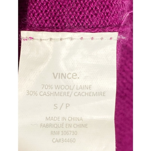 Vince Cashmere Wool Blend Sweater S Fuchsia Boatneck Old Money Bright Minimalist - Picture 8 of 9